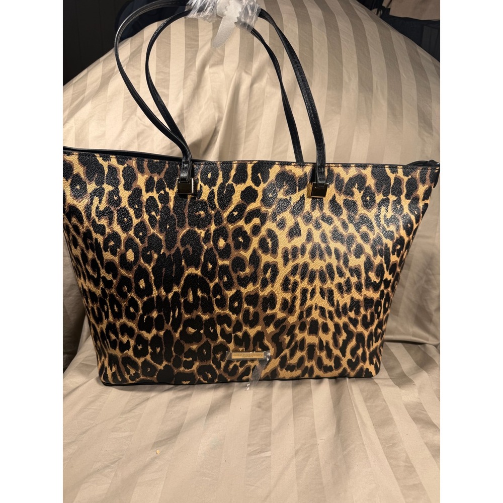 Christian Siriano New York Leopard Print Tote Bag with Stingray Charm NWT